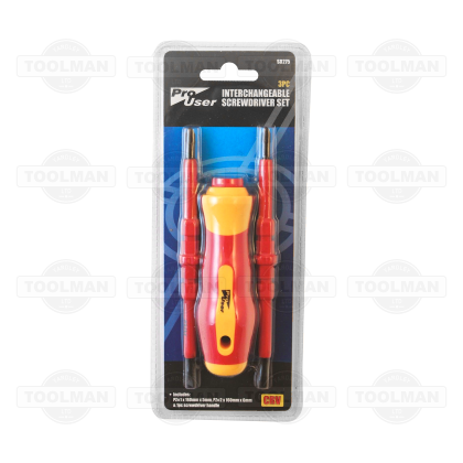 Pro User 3pce Interchangable Screwdriver Set